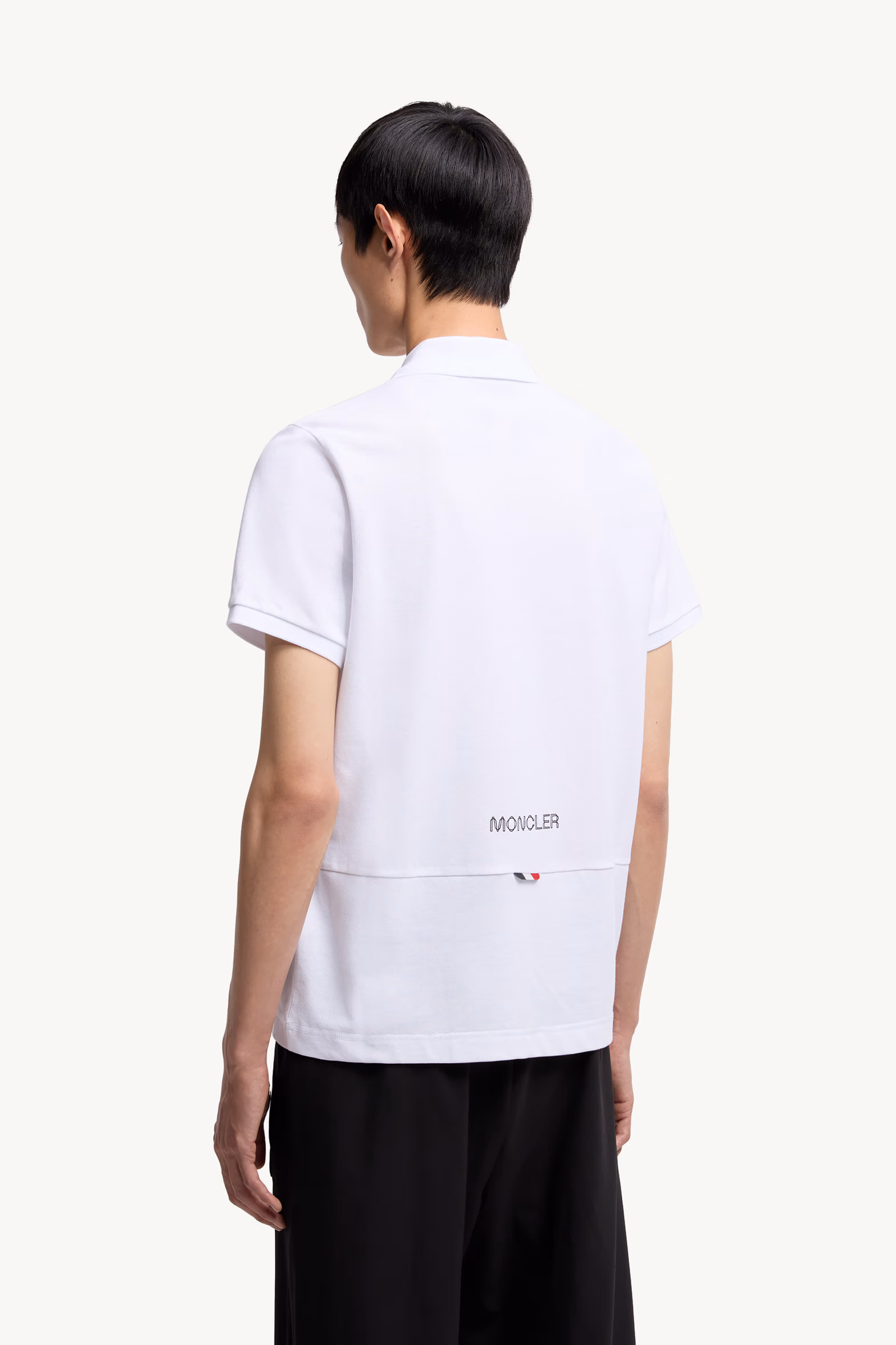 Logo Patch Cotton Piquet Polo Shirt Men White Moncler 3